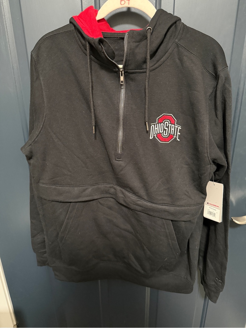 Colosseum Black and Red Zip Pullover Hoodie